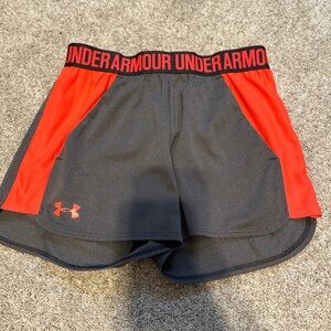Grey and orange under armour shorts
